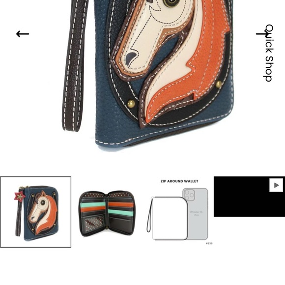 Chala Blue Wallet with Horse Accent - Picture 6 of 8
